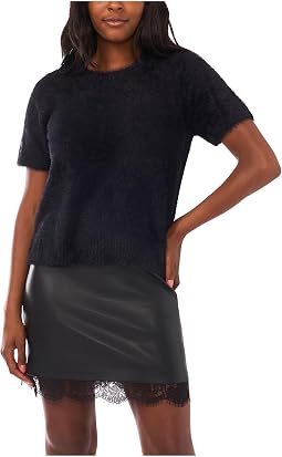 Eyelashshort Sleeve Crew Neck