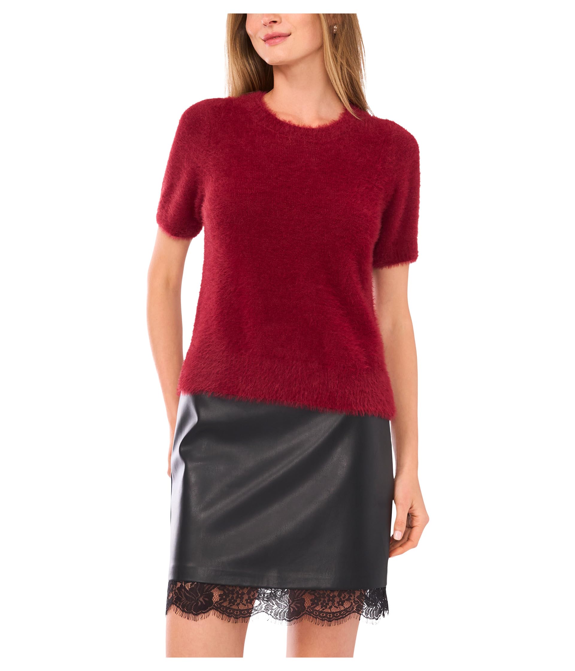 Eyelashshort Sleeve Crew Neck