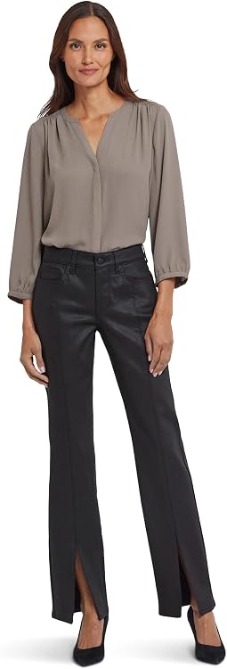 Джинсы NYDJ Coated Marilyn Front Slit Straight Black