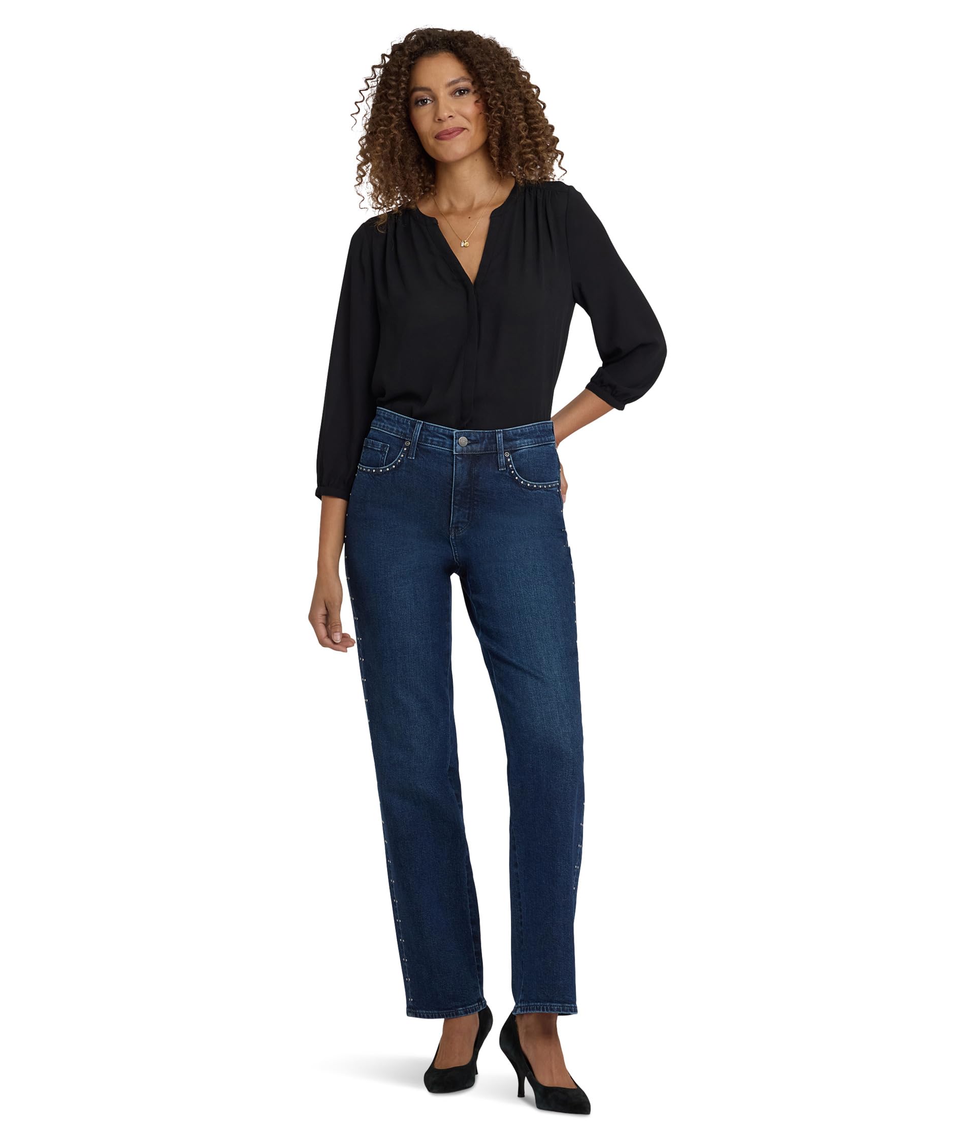 Brooke Loose Straight Rhinestone Jeans in Louvre Sapphire