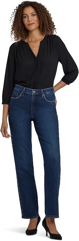 NYDJ женские джинсы Brooke Loose Straight с пайетками в цвете Louvre Sapphire