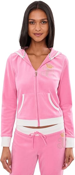 Женский трикотажный бомбер Juicy Couture Heritage Rib Trim Kangaroo Pocket
