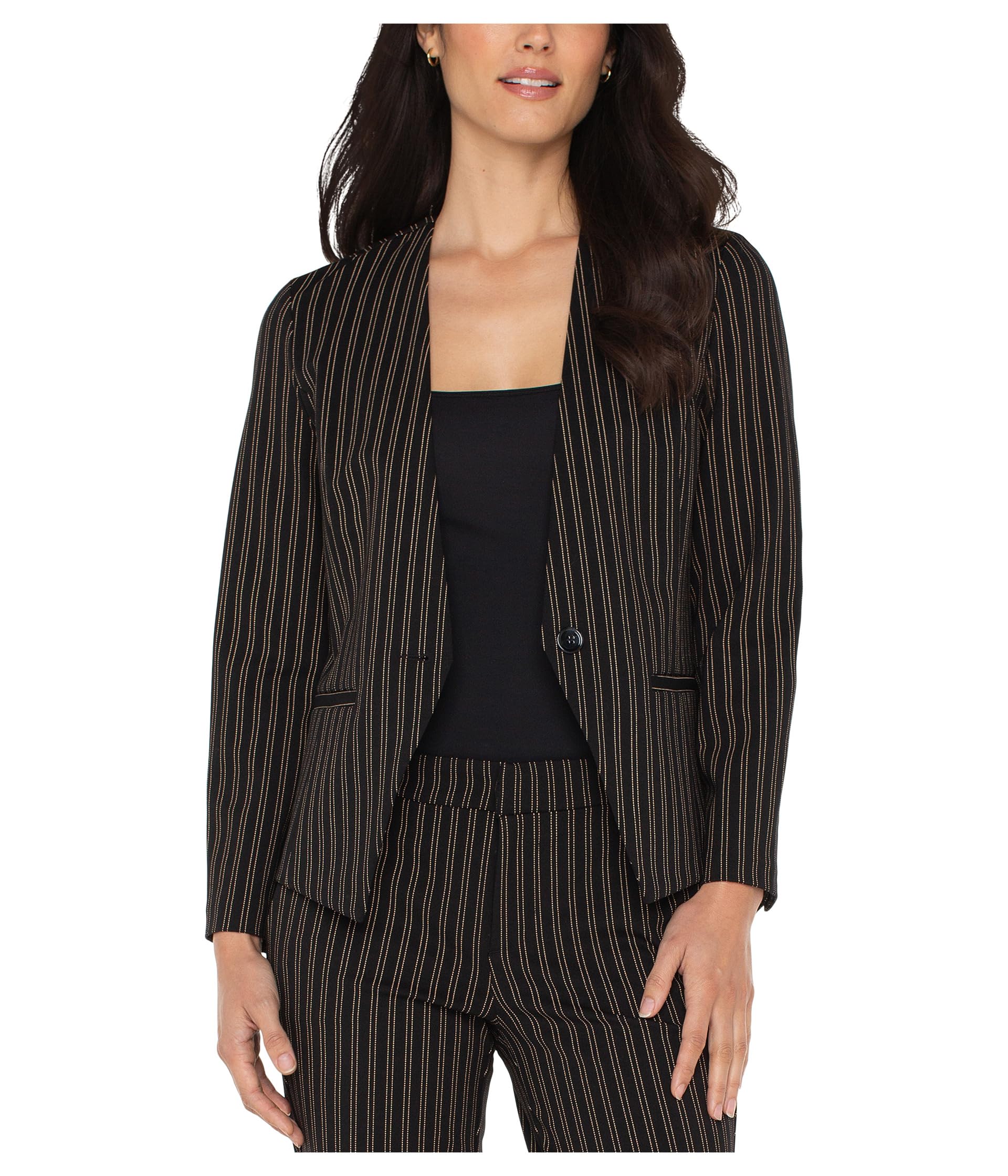 Petite Collarless Super Stretch Ponte Fitted Blazer