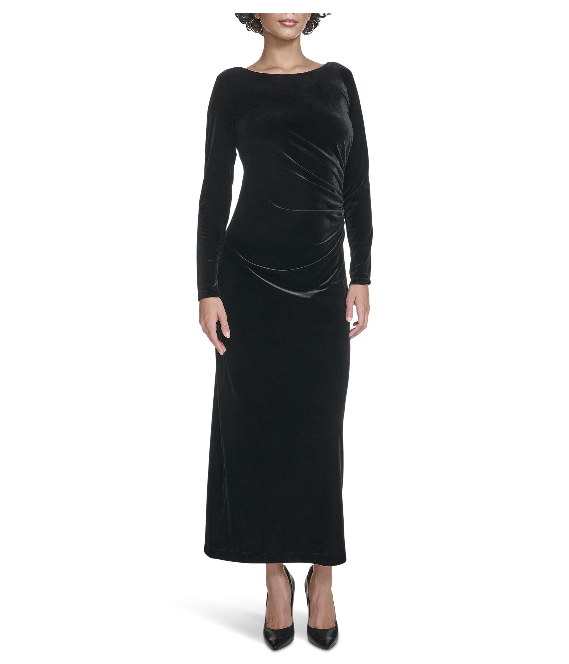 Calvin Klein Velvet Long Sleeve Maxi Dress Женский