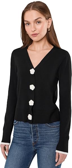 Crochet Floral Button Front Cardigan