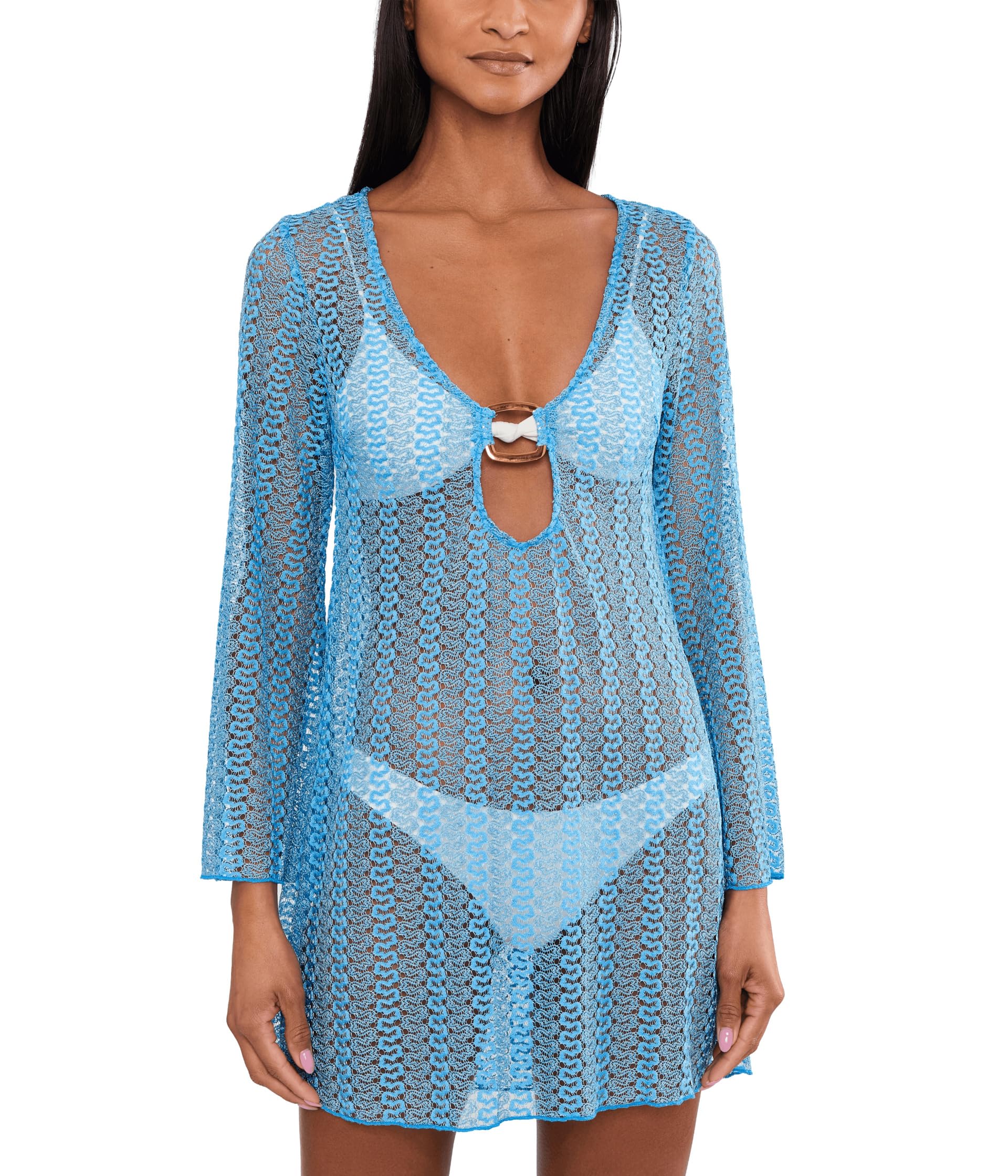 Golden Metallic Crochet Buckle Tunic