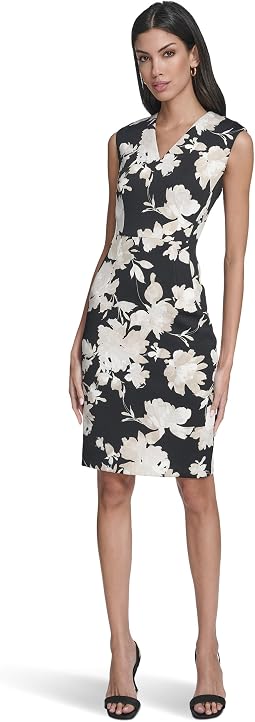 Sleeveless Scuba Floral Sheath