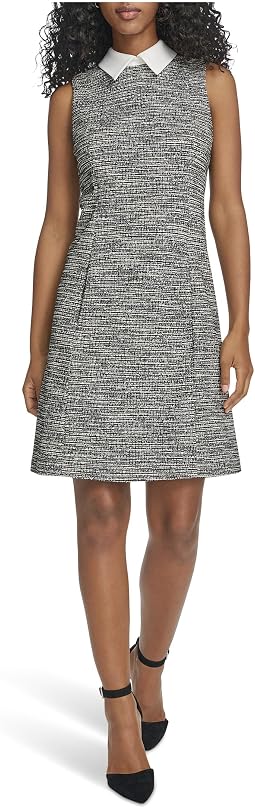 Платье-трапеция Calvin Klein Sleeveless Tweed Aline с воротником