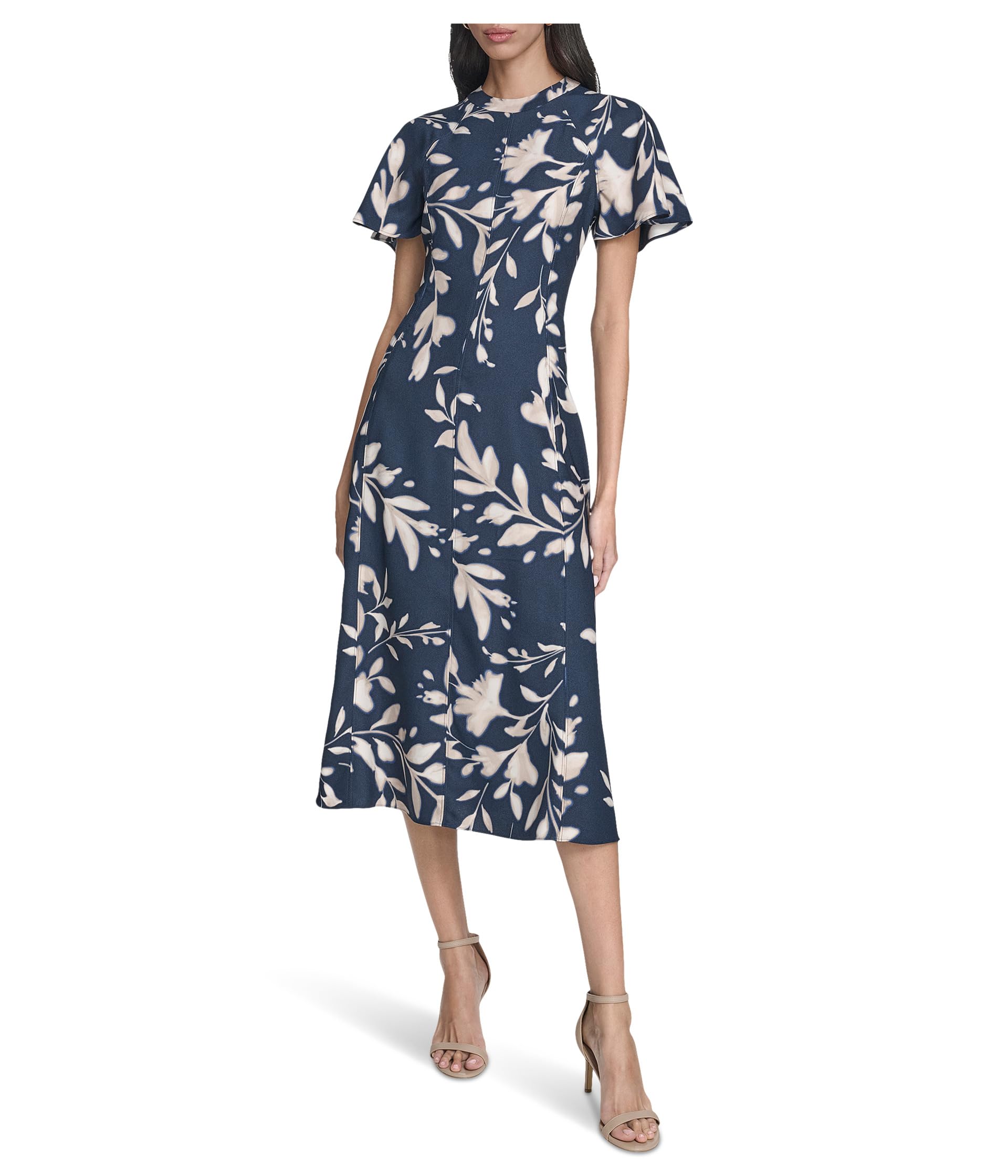 Flutter Sleeve Floral Midi