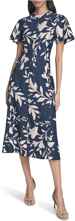 Flutter Sleeve Floral Midi