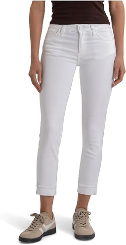 Amy Crop Straight Leg Roll-up Fray In Optic White