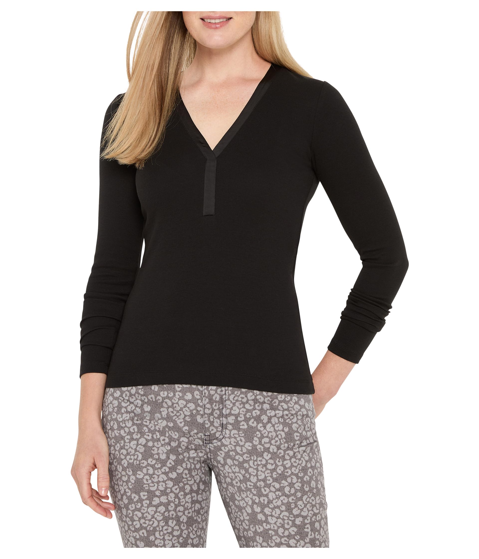 Trimmed Perfect Knit Rib V-образный вырез топ