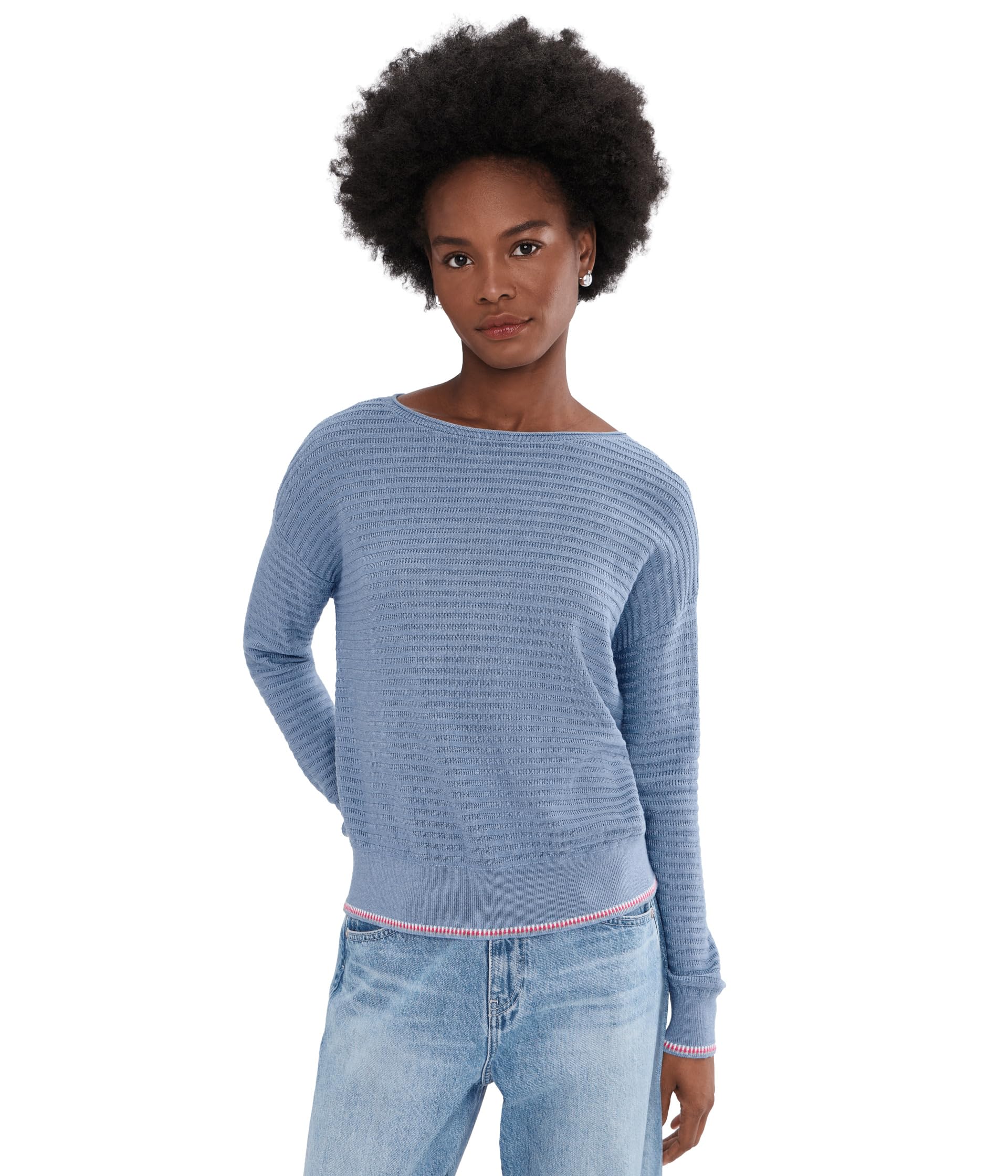 Tipped Hem Wide Neck Sweater
