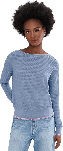 Tipped Hem Wide Neck Sweater Женский свитер