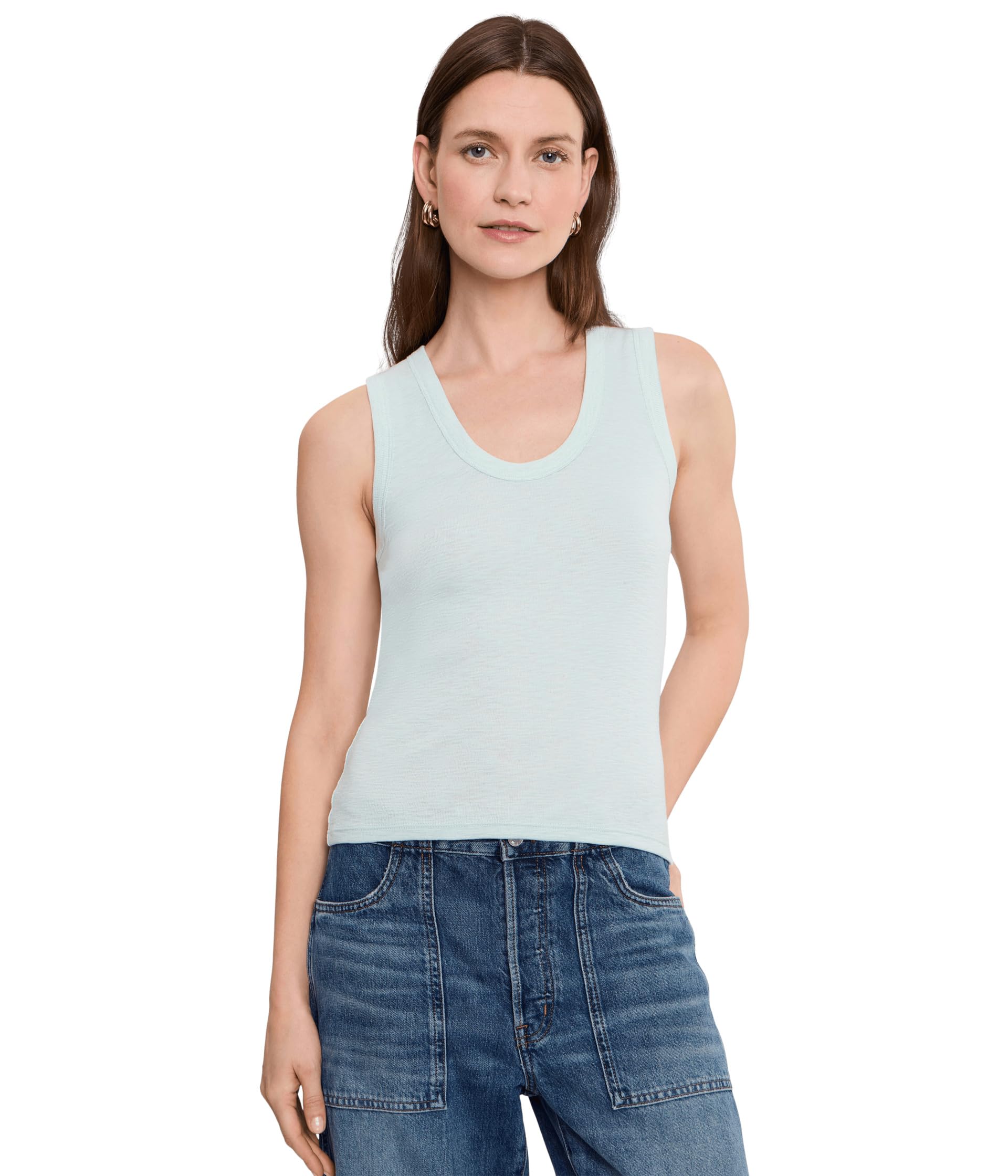 Ribbed Slub Scoop Neck Tank