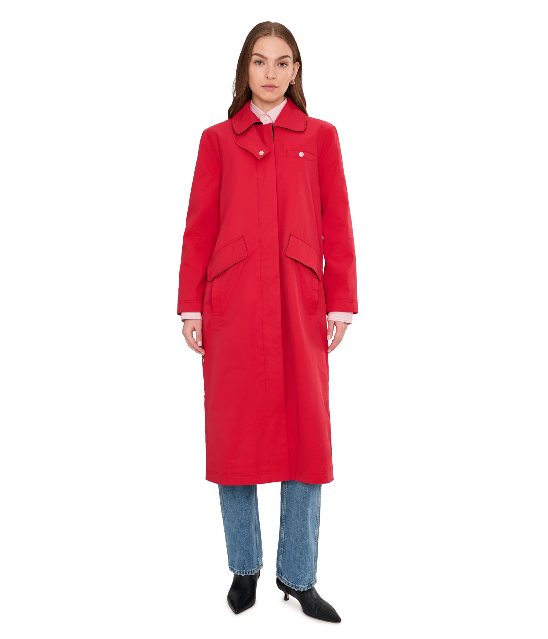 Long Barn Coat With Side Snaps