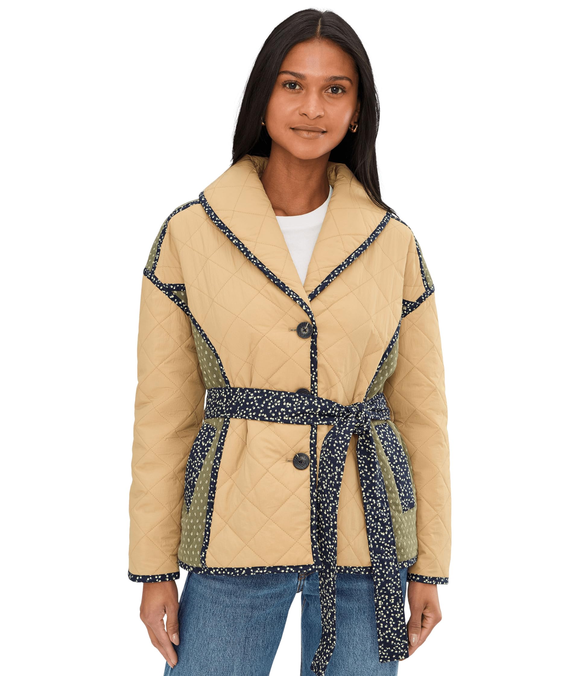 Quilted Wrap Jacket With Belt