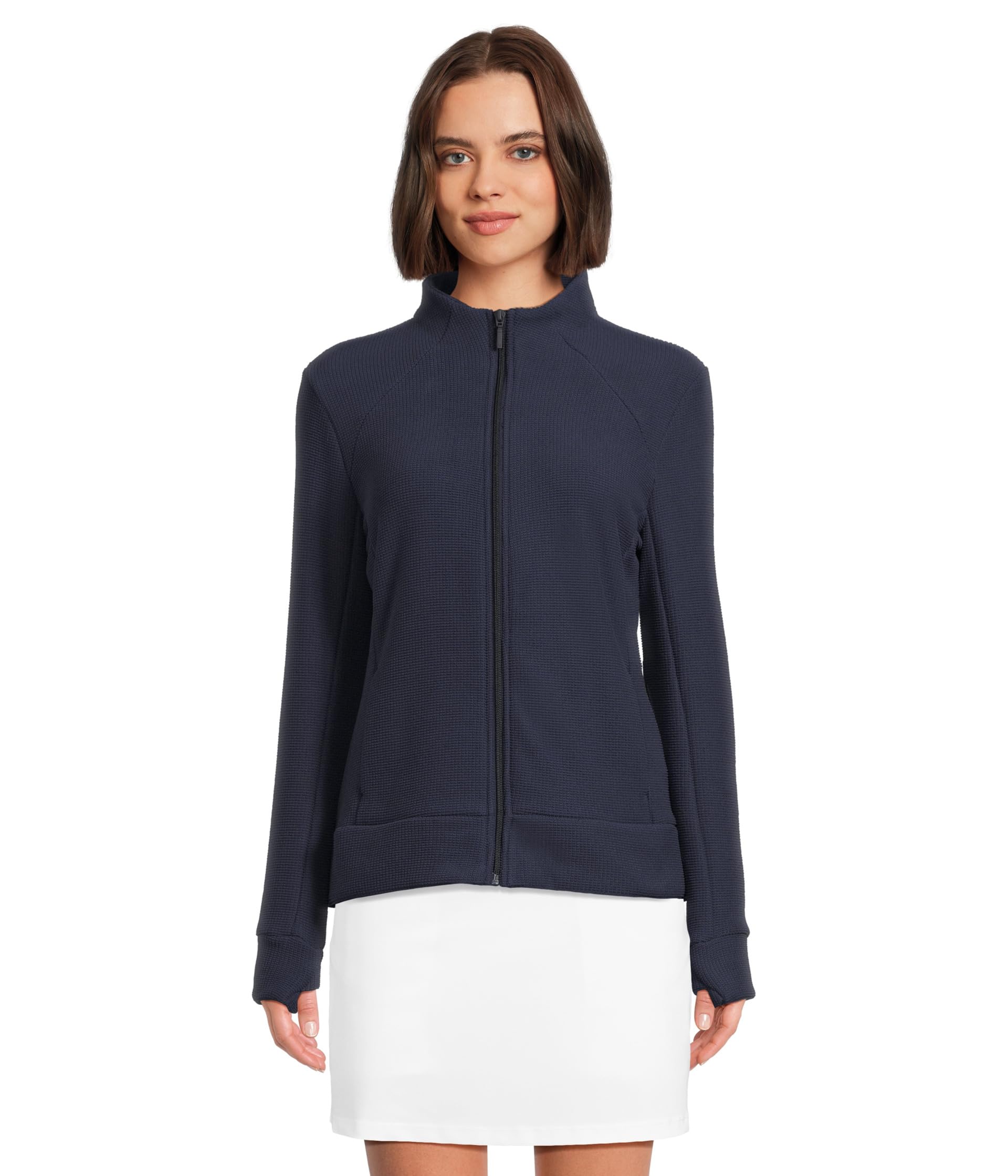 Textured Waffle Knit Full-zip Jacket