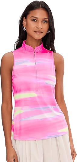 Painted Sunset Sleeveless Front Zip