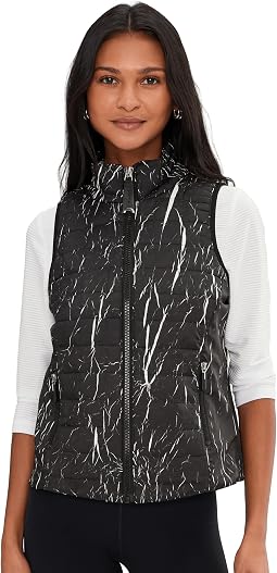 Quilted Zip Front Vest Zippered Side Pockets