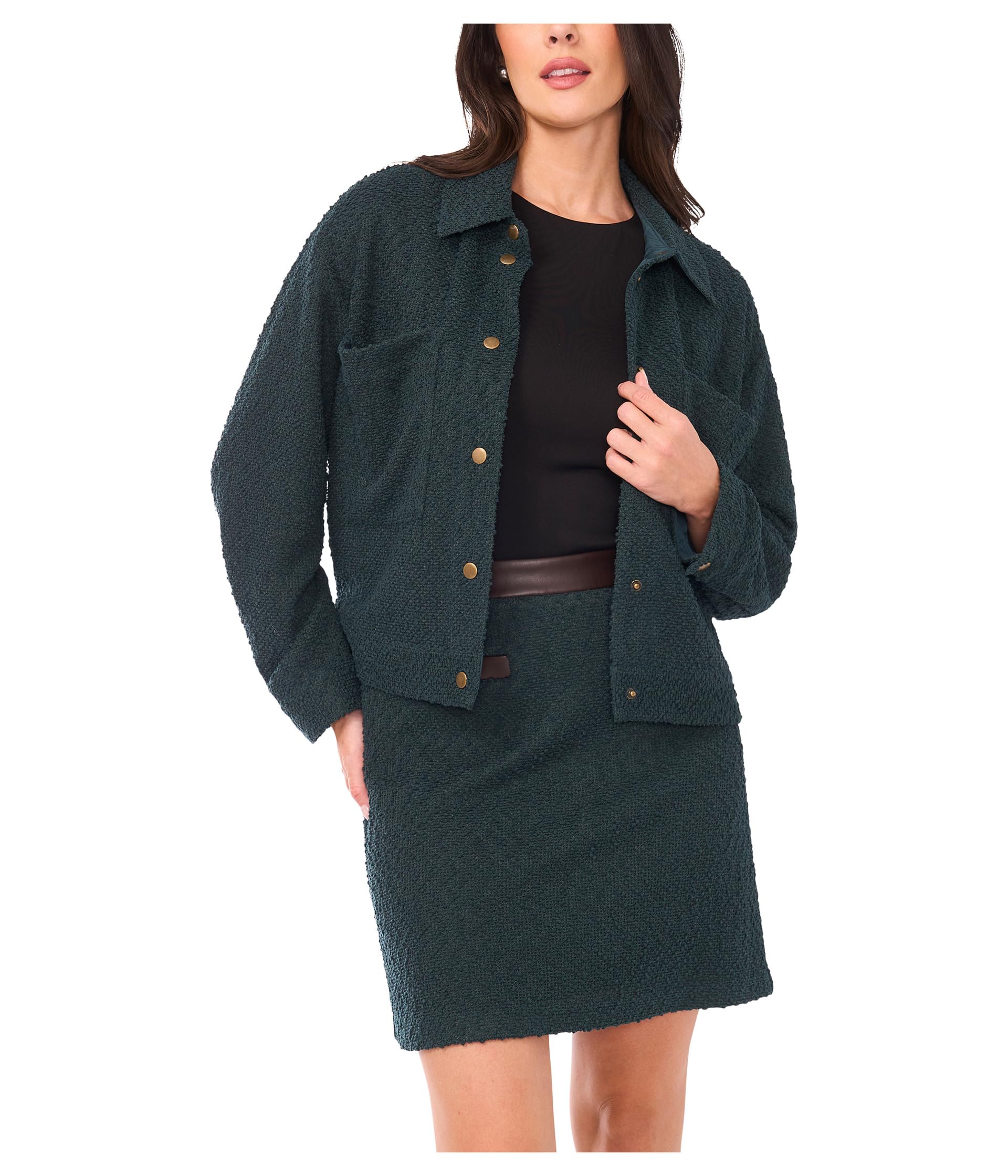 Wide Sleeve Cropped Crew Neck Jacket