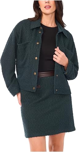 Wide Sleeve Cropped Crew Neck Jacket