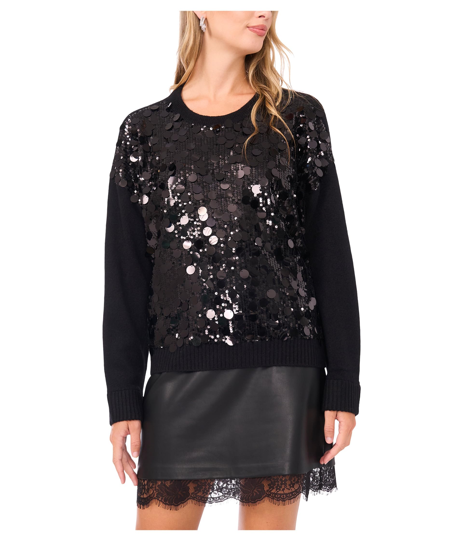 Multi Paillette Crew Neck
