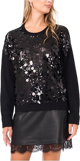 Vince Camuto джемпер с многоцветными пайетками, круглый вырез