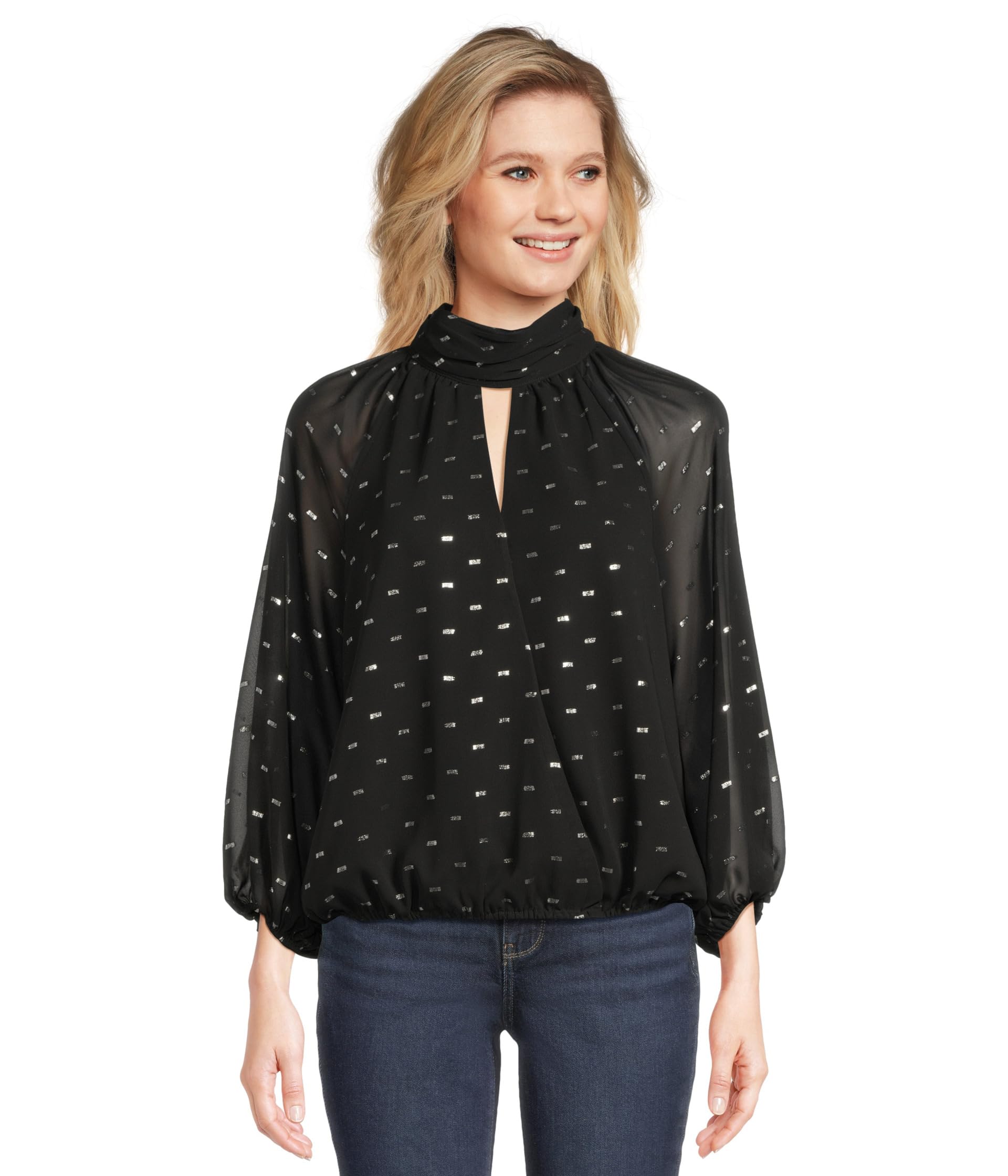 Mock Neck Wrapped Long Sleeve