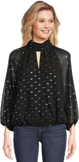 Mock Neck Wrapped Long Sleeve