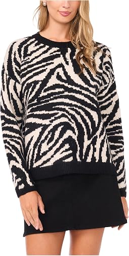 Zebra Jacquard Crew Neck