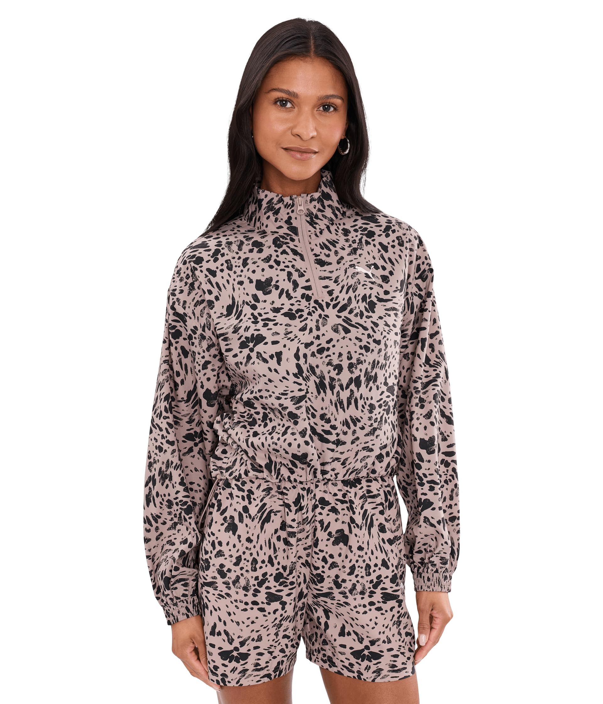 Essentials Graphics Animal Print Relaxed Woven Half-zip Jacket