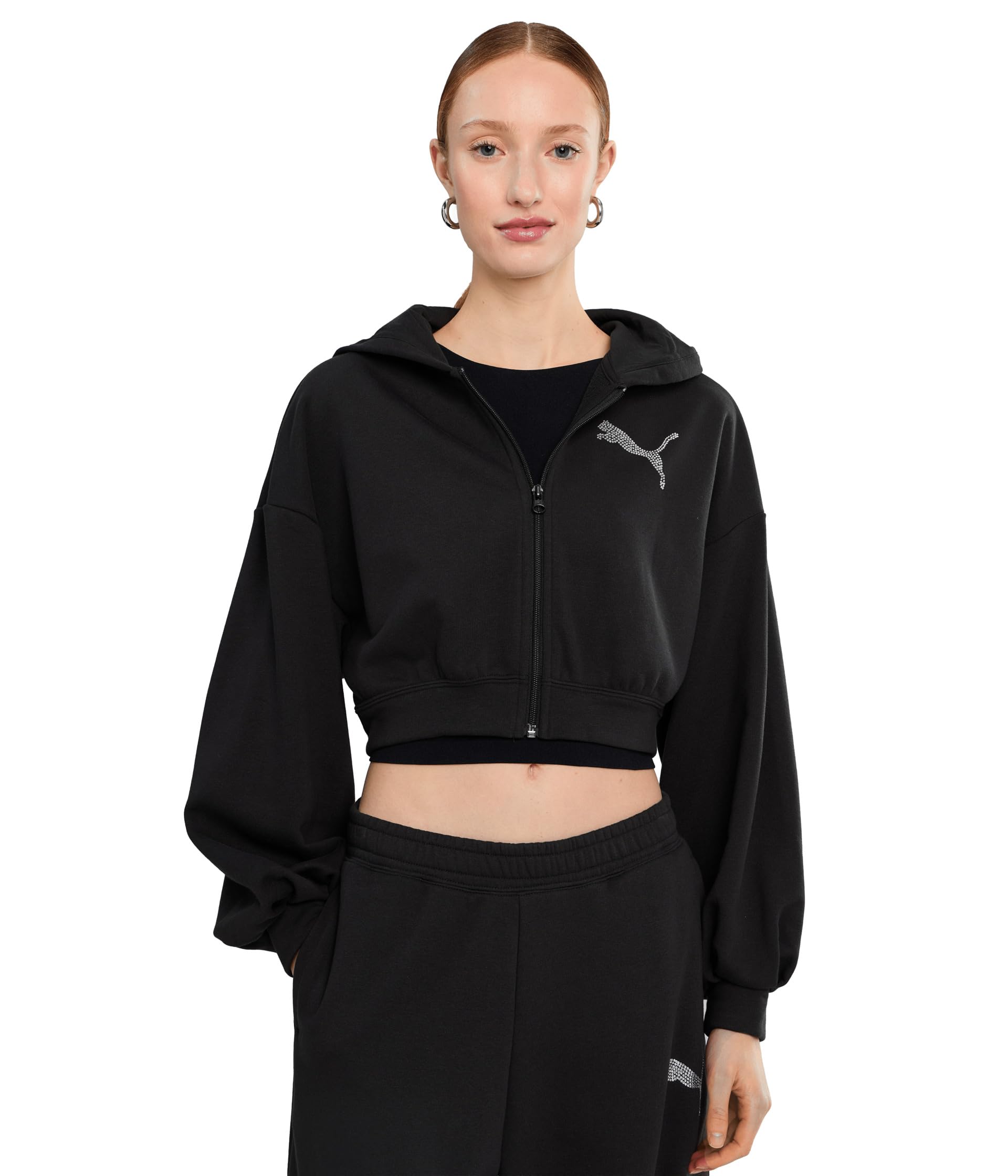 Essentials Graphics Bedazzled Cropped Hoodie
