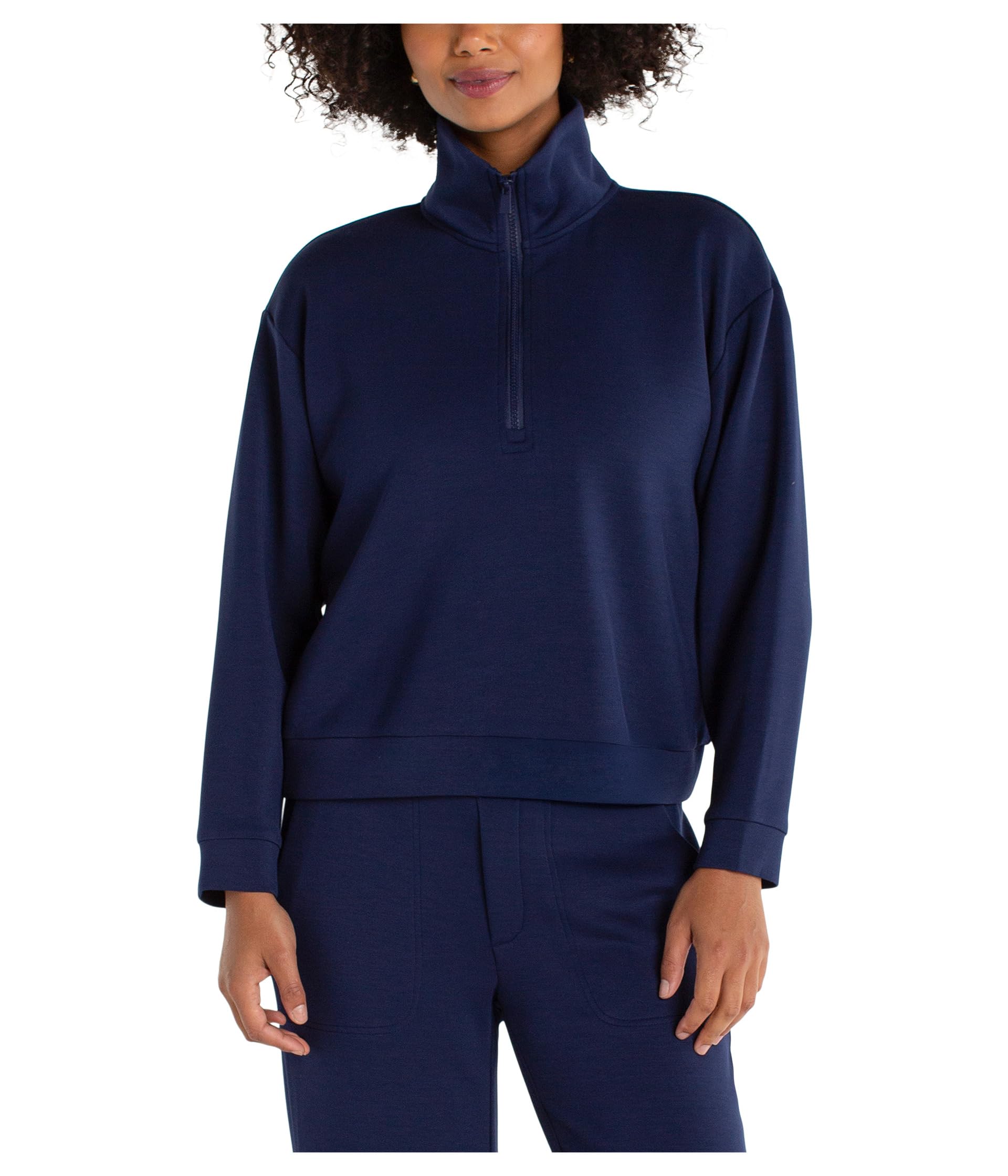 Plush Comfor Half Zip Popover Long Sleeve Sweater