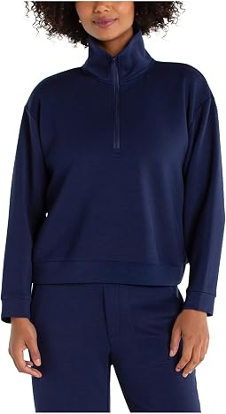 Женский мягкий свитер с длинным рукавом и застежкой на молнии Plush Comfor Half Zip Popover
