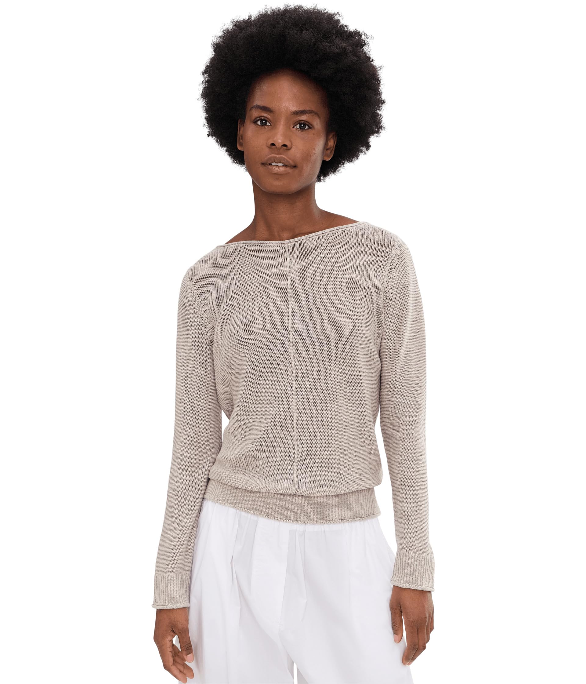 Cedar Linen Bateau Neck Sweater