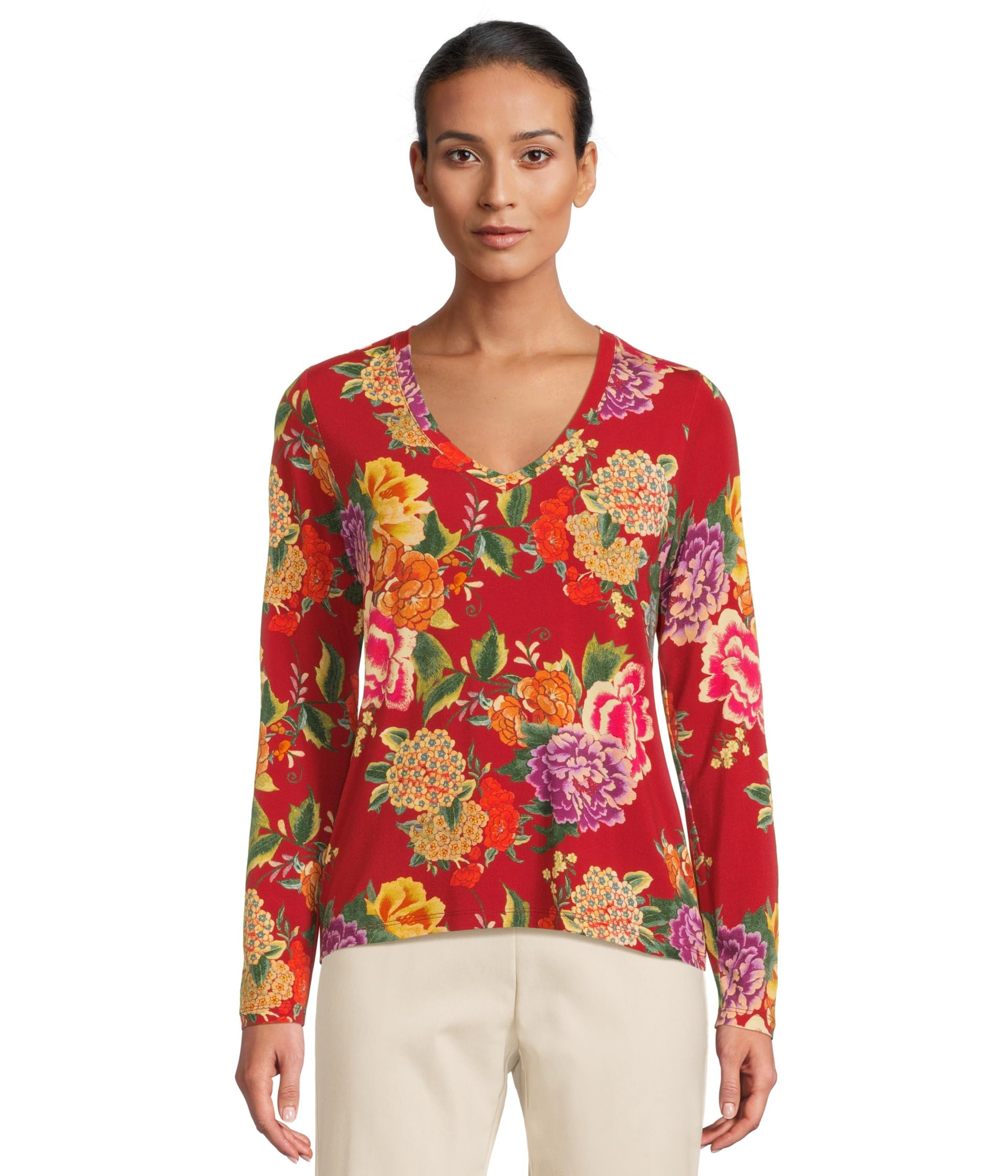 The Janie Favorite Long Sleeve V-Neck Fitted Tee