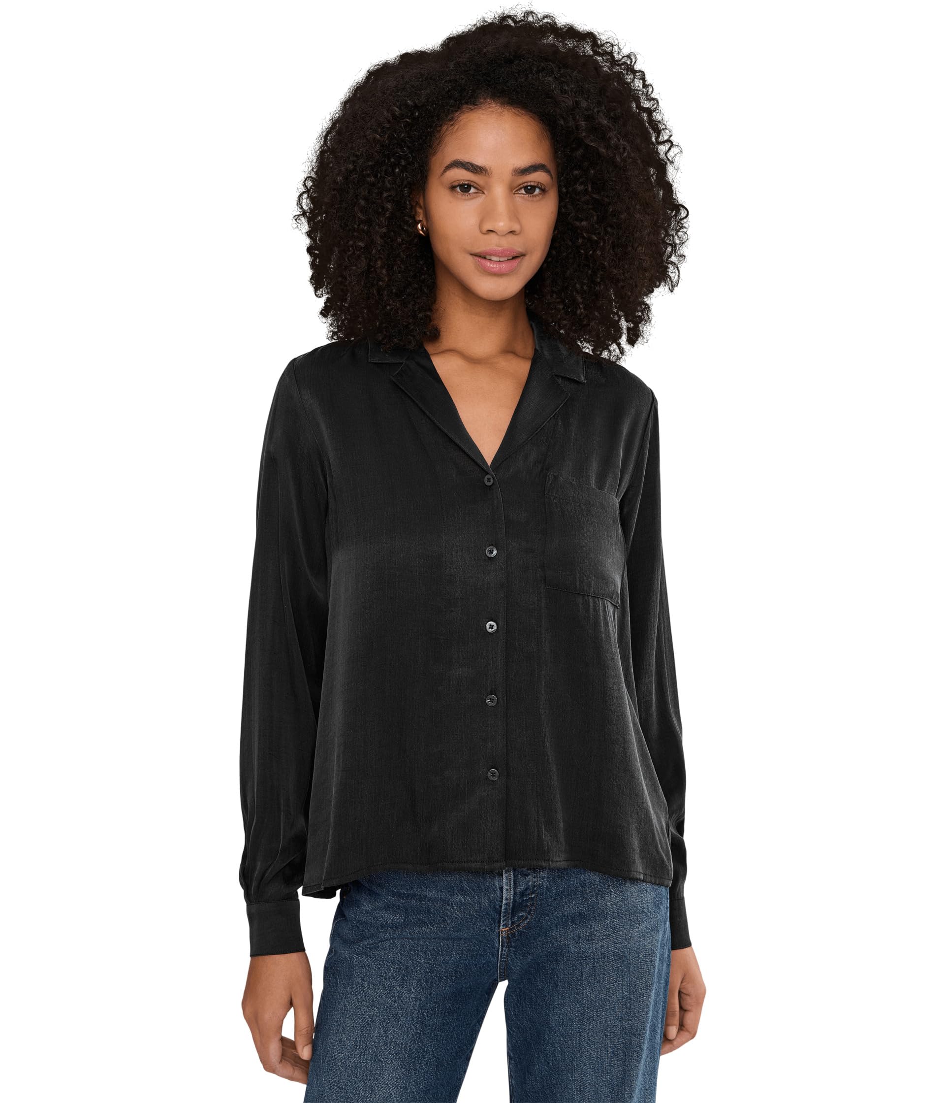 Serena Satin Button-Down
