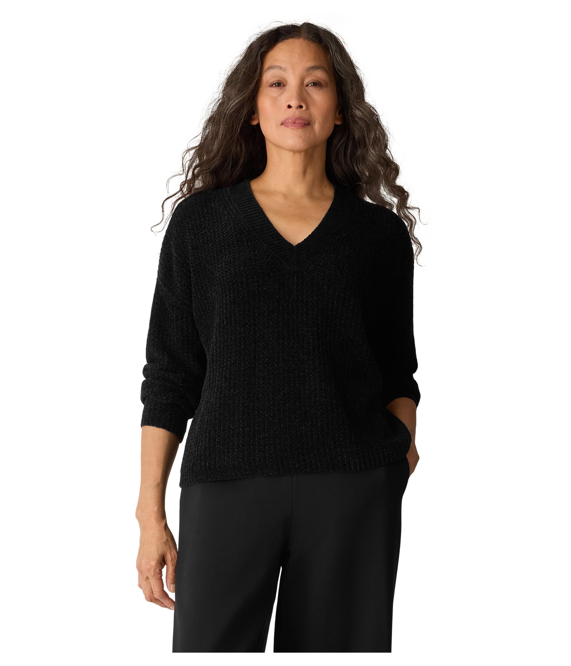 Chenille Blend V Neck Sweater