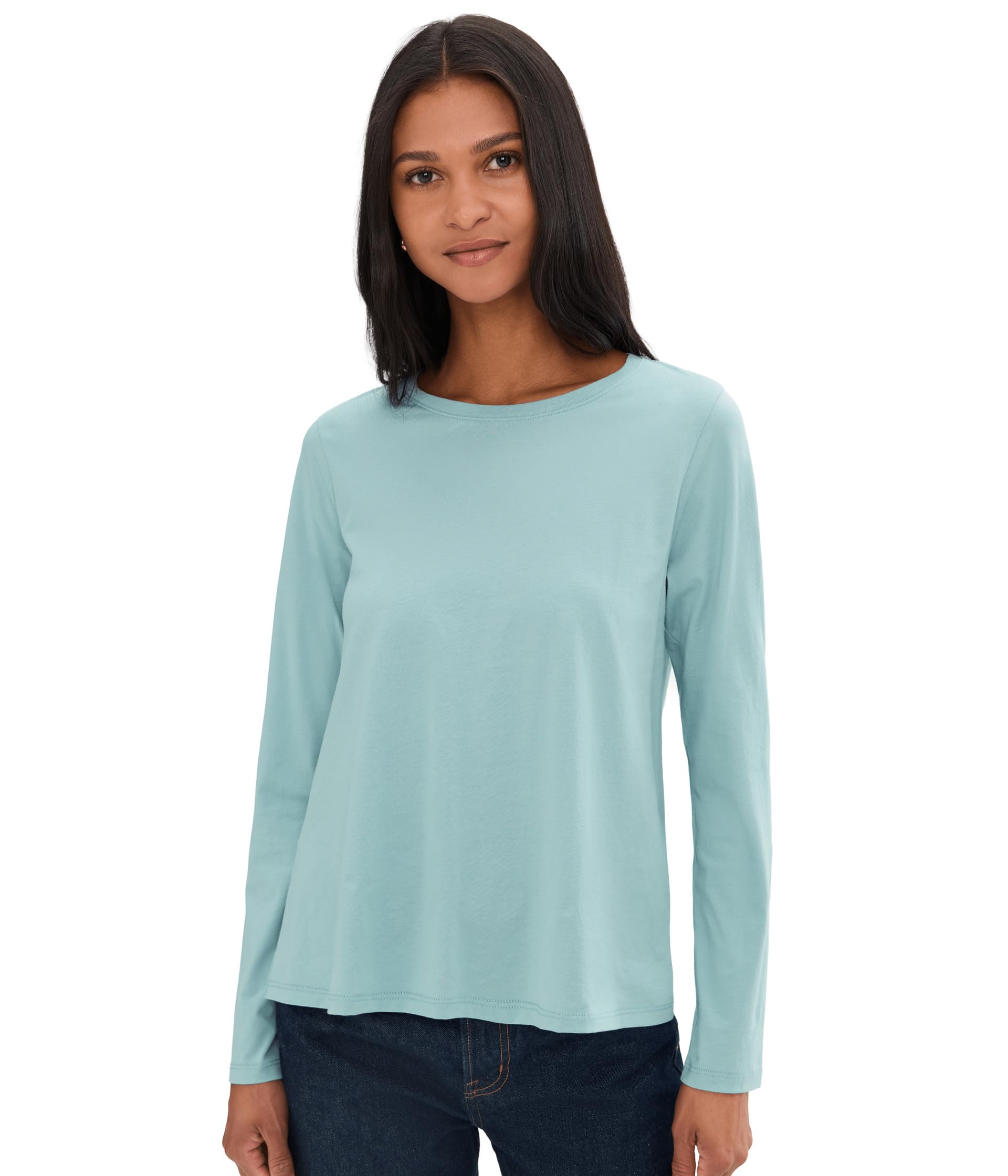 Organic Pima Cotton Jersey Round Neck Long Sleeve Tee