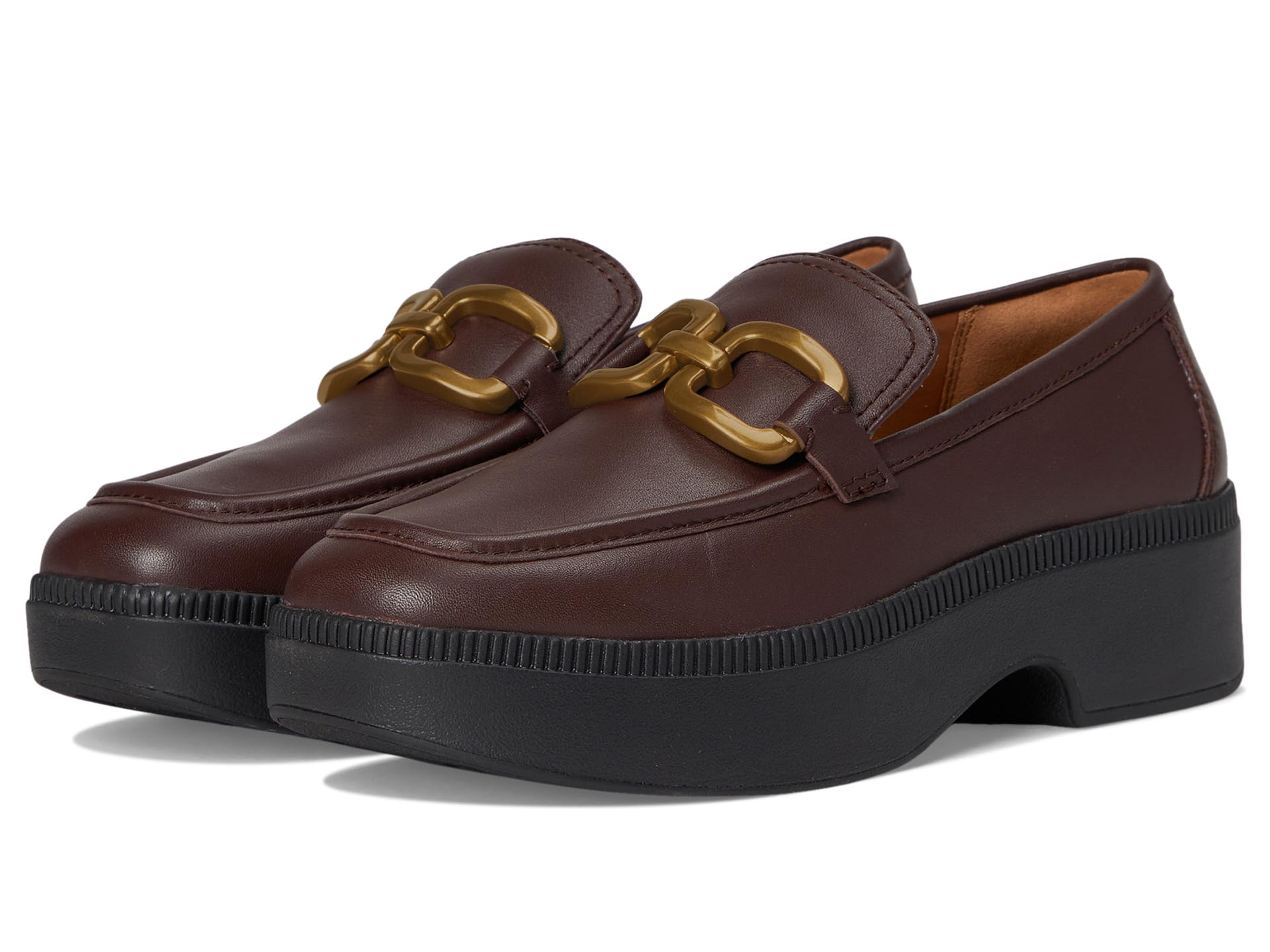 F-Luma Square-Chain Leather Loafers
