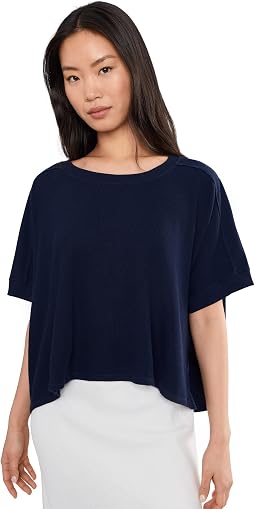 Dolman 1/2 Sleeve Open Crew Neck Boxy Top