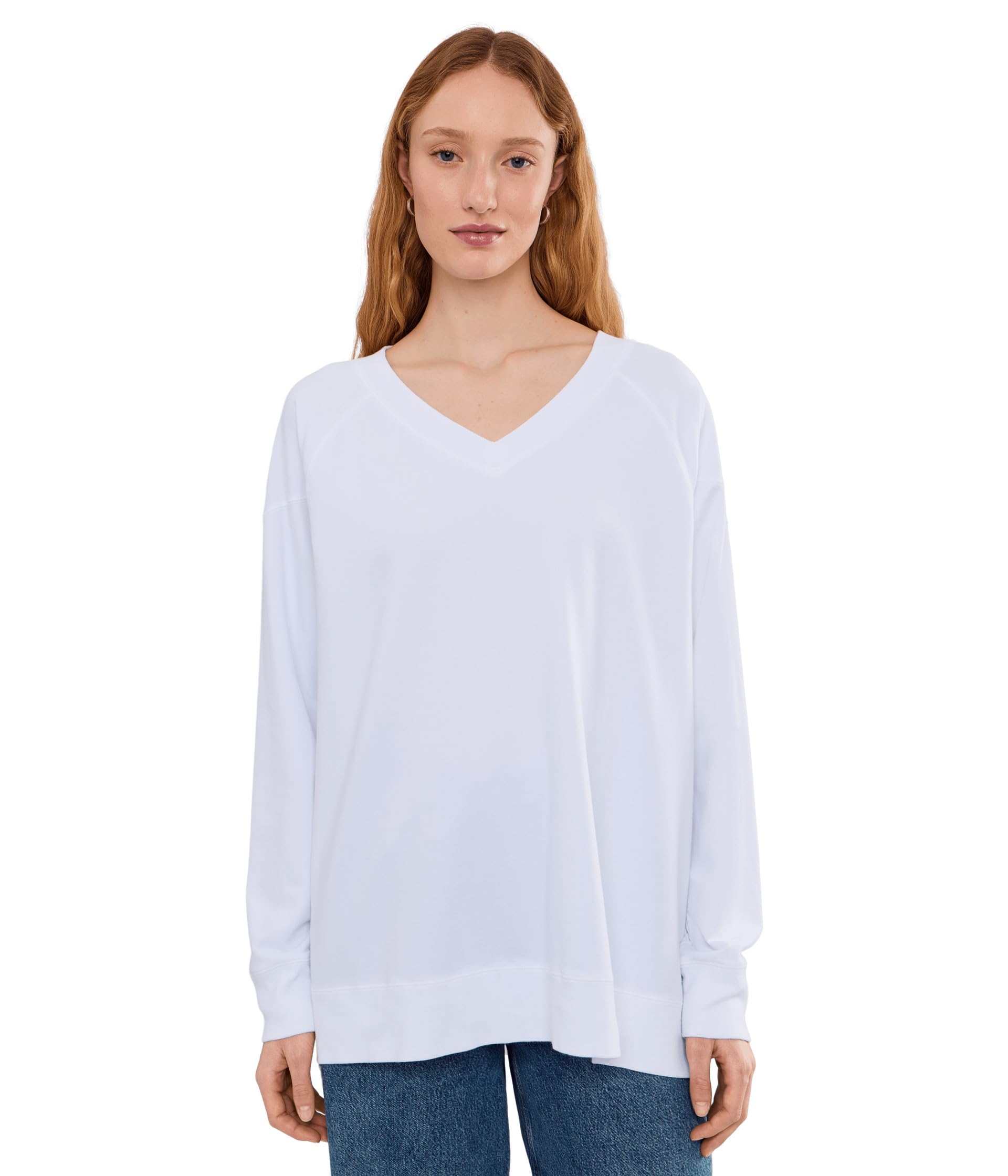 Long Sleeve Open V-Neck Sweatshirt