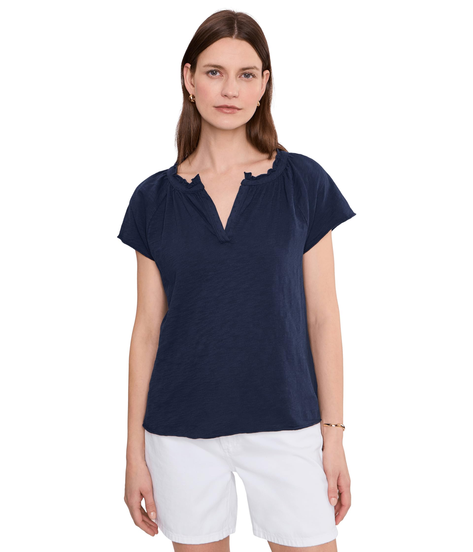 Женский топ Short Sleeve Ruffle Henley Swing