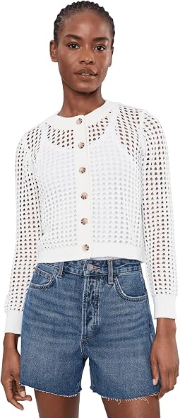 Textured Mesh Long Sleeve Cardigan