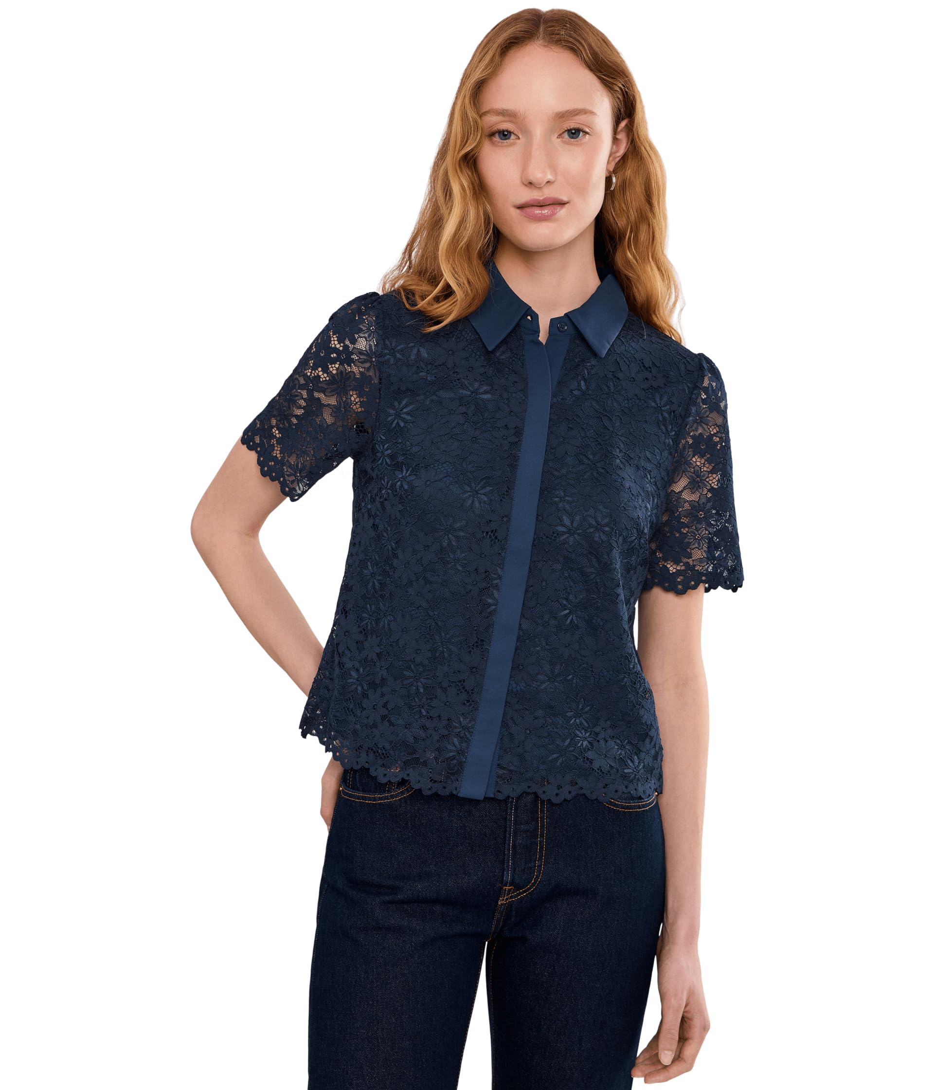 Рубашка Lace Short Sleeves Hidden Placket
