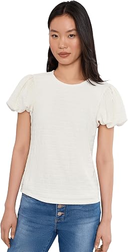 Textured Knit Bubble Sleeve Top