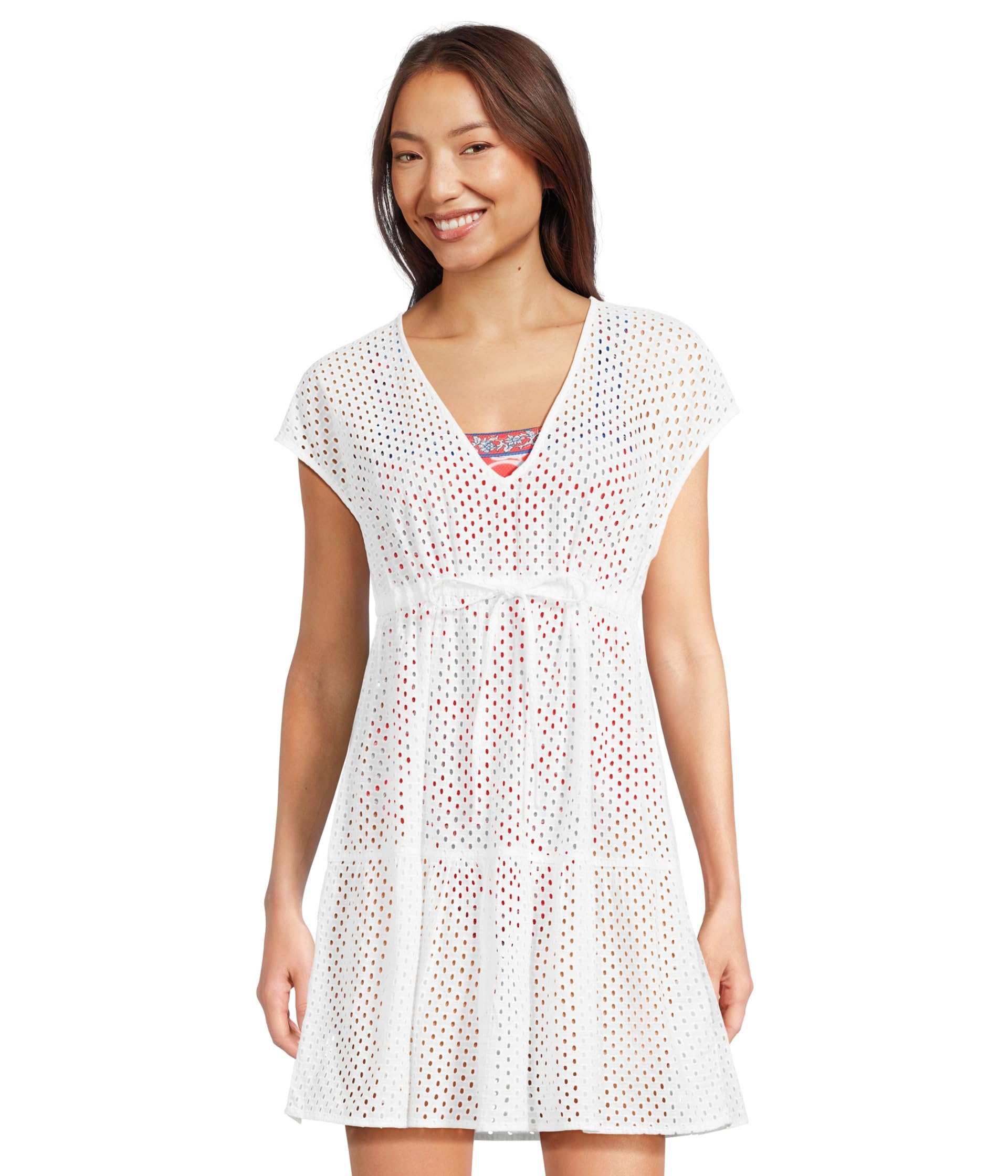 Eyelet Cove V-Neck Short Dress