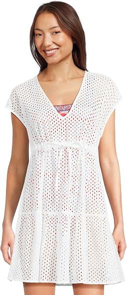 Eyelet Cove V-Neck Short Dress