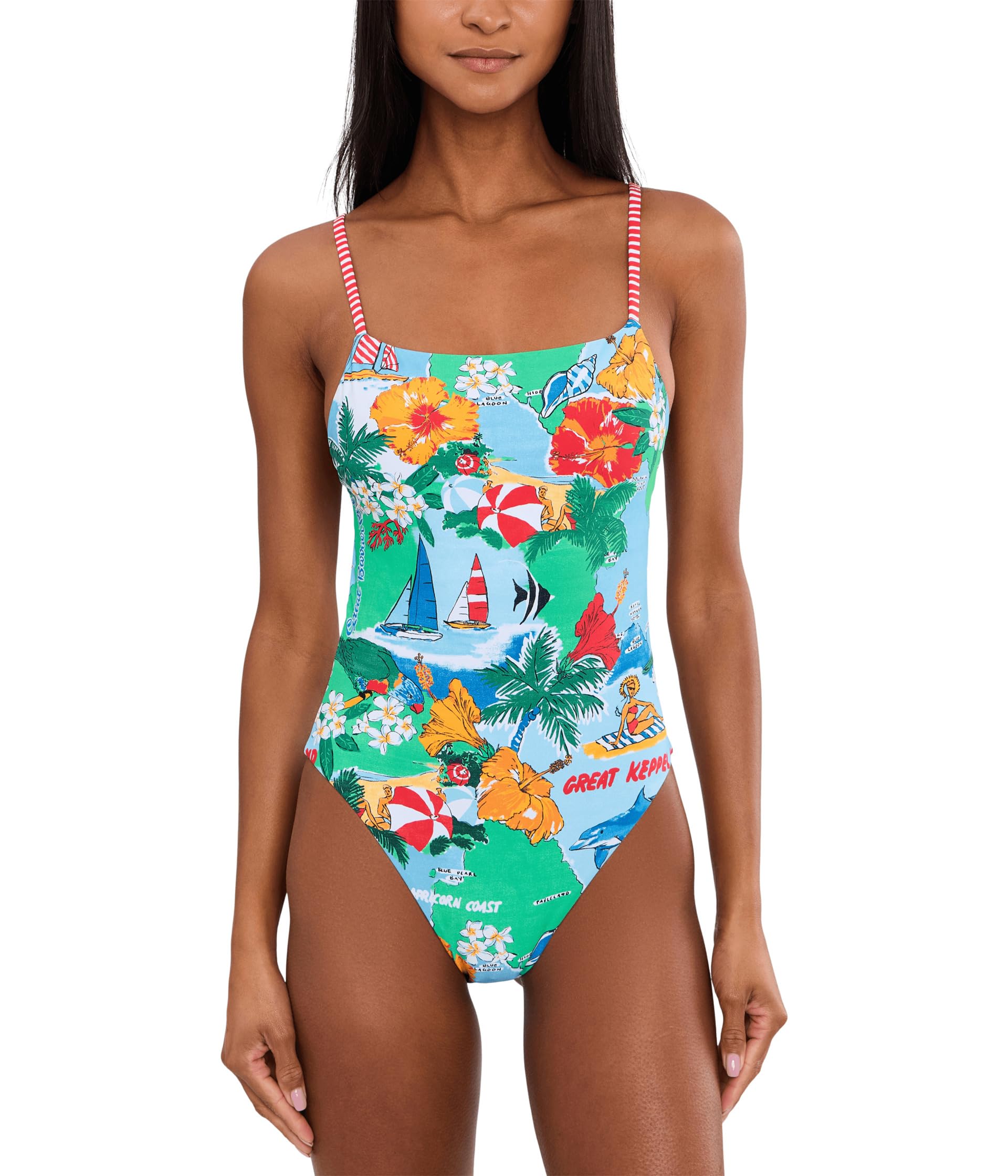 Viva Vacation Square Neck One-Piece